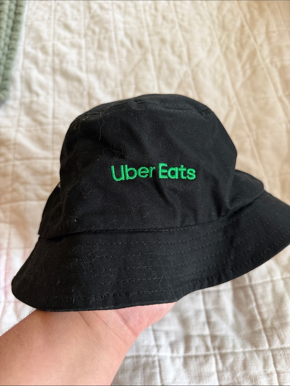 Uber Eats Black Bucket Hat with Green Logo